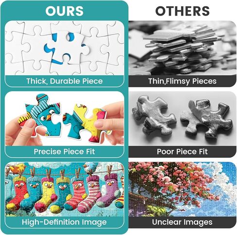 300 Piece Puzzles for Adults, Colorful Hanging Socks & Bird Garden Jigsaw Puzzle, Whimsical Outdoor Scene 300 Piece Puzzle, Fun Family Activity, Stress Relief Gift for Adults & Seniors, 20.5 x 15 in in Saudi Arabia
