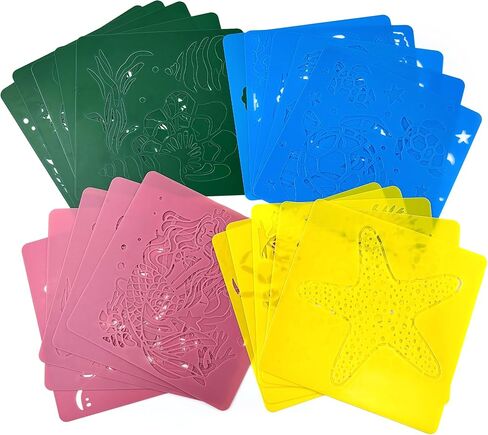 Stencils for Kids Ocean Creatures Stencils Templates Set Sea Life Mermaid Stencil for Girl Reusable Undersea Theme Drawing Stencil for Painting, Great Christmas Gift for Boy Girl in Saudi Arabia
