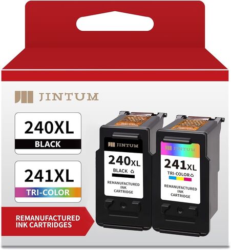 استبدال خرطوشة الحبر JINTUM PG-240 CL-241 XL لحزمة التحرير والسرد Canon 240XL 241XL لـ Pixma MG3620 MG3600 MG3520 TS5120 TS5100 MG3222 MX472 MX470 (1 أسود، 1 ثلاثي الألوان) in Kuwait