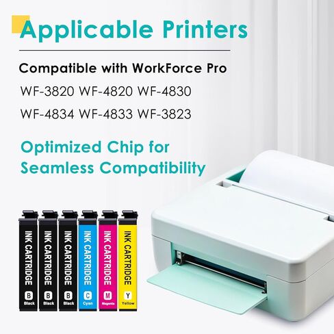 استبدال خرطوشة الحبر المعاد تصنيعها من ZIPRINT لحزمة التحرير والسرد لخراطيش الحبر EPSON 822XL المتوافقة مع حبر الطابعة WF-4830 WF-3820 WF-4820 WF-4833 WF-4834 (3 * أسود/سماوي/أرجواني/أصفر) in Kuwait