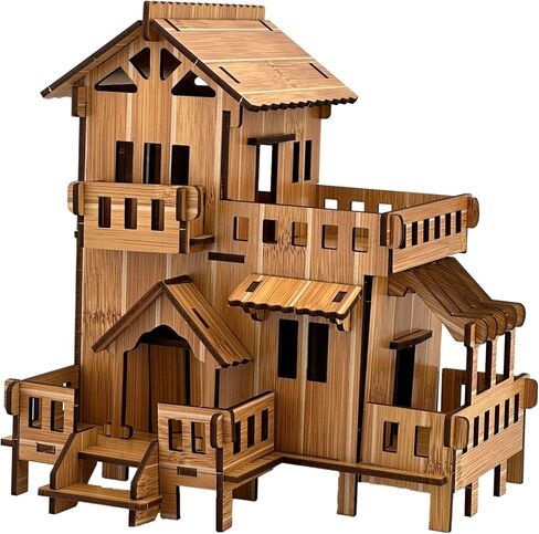 3D Puzzles for Adults, Log Cabin DIY Wooden House Model Kits for Adults to Build, Country Cottage Building Model, 3D Jigsaw Brain Teaser Puzzle, Dollhouse (FGHFH) in Saudi Arabia