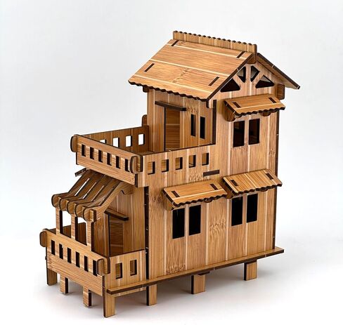 3D Puzzles for Adults, Log Cabin DIY Wooden House Model Kits for Adults to Build, Country Cottage Building Model, 3D Jigsaw Brain Teaser Puzzle, Dollhouse (FGHFH) in Saudi Arabia