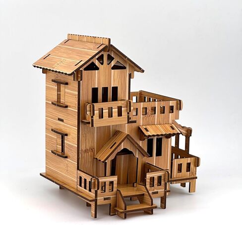 3D Puzzles for Adults, Log Cabin DIY Wooden House Model Kits for Adults to Build, Country Cottage Building Model, 3D Jigsaw Brain Teaser Puzzle, Dollhouse (FGHFH) in Saudi Arabia