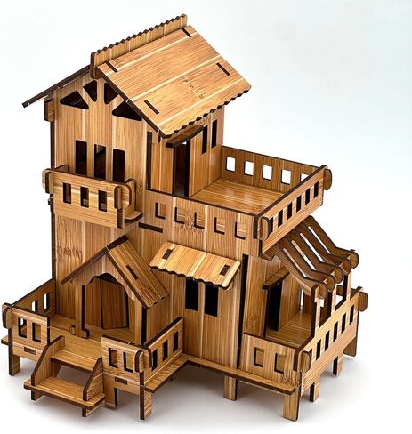 3D Puzzles for Adults, Log Cabin DIY Wooden House Model Kits for Adults to Build, Country Cottage Building Model, 3D Jigsaw Brain Teaser Puzzle, Dollhouse (FGHFH) in Saudi Arabia