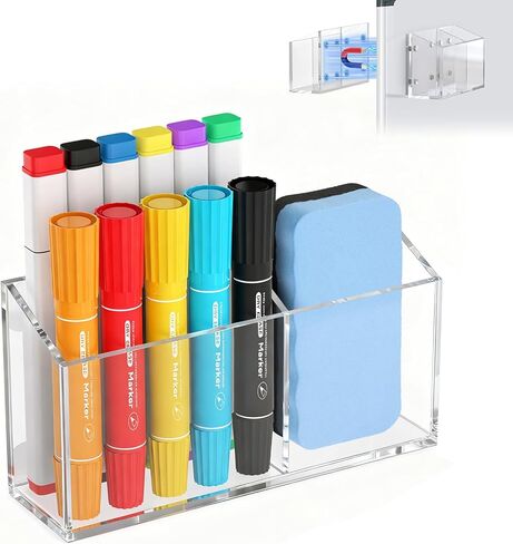 Magnet Pen Holder, Dry Erase Marker Holder with Strong Magnets, Large-Capacity Marker Storage Organizer for Whiteboard, Refrigerator in Saudi Arabia