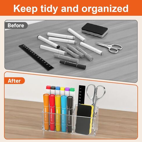 Magnet Pen Holder, Dry Erase Marker Holder with Strong Magnets, Large-Capacity Marker Storage Organizer for Whiteboard, Refrigerator in Kuwait