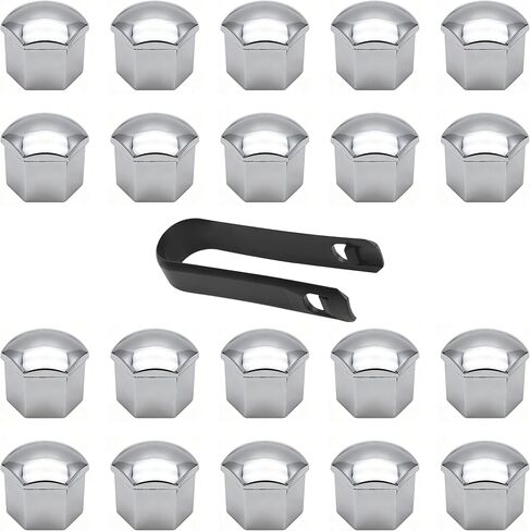 20PCS 19MM Wheel Lug Nut Bolt Cover Caps with Removal Clips - Plating Rust-Resistant & Weather-Resistant & Impact-Resistant & Resistant to Aging Hex Lugnut Cover for Protect Universal Vehicles, Silver in Saudi Arabia