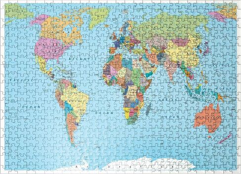 خريطة العالم الملونة من MyPuzzle - الحدود والبلدان والطرق والمدن - أحجية الصور المقطوعة الممتازة المكونة من 300 قطعة للبالغين in Kuwait