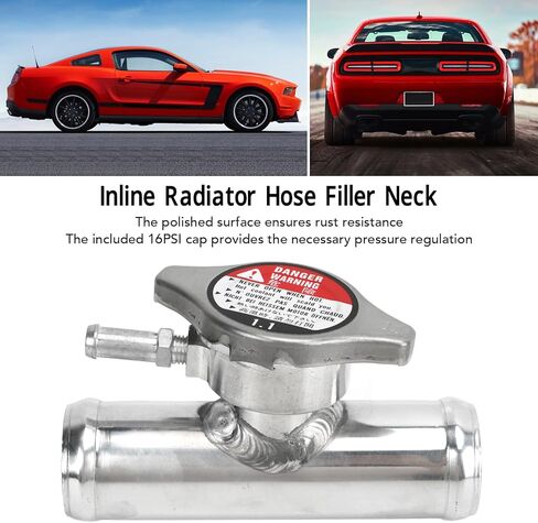 32 mm 1-1/4in Radiator Filler Neck, Aluminum Inline Coolant Filler Neck with 16PSI Cover, Coolant Filler Hose for Projects to Modify or Install Car Radiator Systems in Saudi Arabia