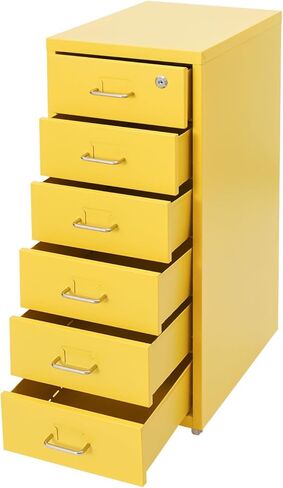 6 Drawer Metal File Cabinet with Lock, Modern Steel Vertical File Organizer Box with Wheels, Heavy Duty File Storage for Office Study Dresser and More to Store Stamps (Blue) in Saudi Arabia