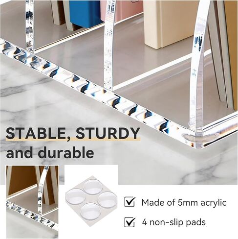 Acrylic Magazine File Holder,4 Vertical Compartments Desk Document Sorter Organizer,Clear Office Organization Supplies,For: Files, Books, and Accessories in Kuwait