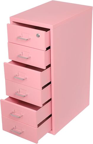 6 Drawer Metal File Cabinet with Lock, Modern Steel Vertical File Organizer Box with Wheels, Heavy Duty File Storage for Office Study Dresser and More to Store Stamps (Blue) in Saudi Arabia