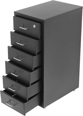 6 Drawer Metal File Cabinet with Lock, Modern Steel Vertical File Organizer Box with Wheels, Heavy Duty File Storage for Office Study Dresser and More to Store Stamps (Blue) in Saudi Arabia