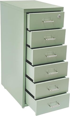 6 Drawer Metal File Cabinet with Lock, Modern Steel Vertical File Organizer Box with Wheels, Heavy Duty File Storage for Office Study Dresser and More to Store Stamps (Blue) in Saudi Arabia