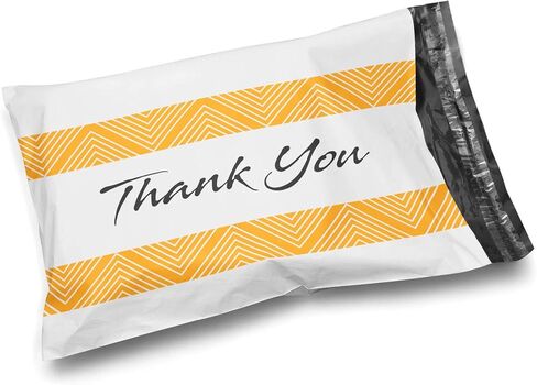 Shop4Mailers 10 × 13 أكياس بريدية بلاستيكية لامعة مزخرفة شكرًا لك، مظروف بريد شحن مقاوم للماء، 2 مل للملابس والملابس والقمصان والكتب - ختم لاصق دائم (100 حزمة) in Kuwait