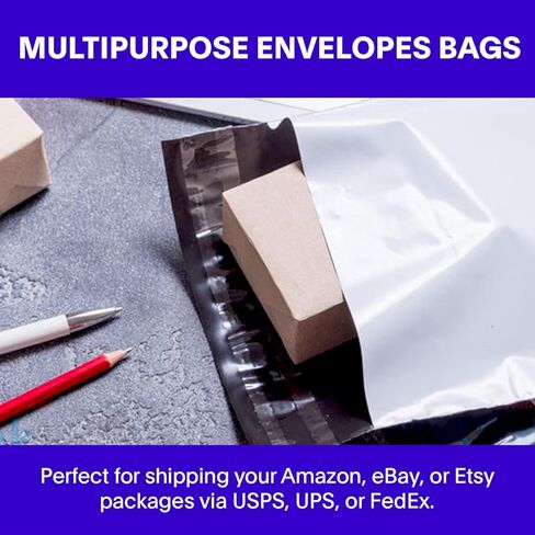 Poly Mailers Self Sealing Shipping Envelopes 7.5" x 10.5", Value Pack of 200 | Waterproof and Tear-proof Tamper Resistant Multipurpose Shipping Bags for Clothes, Shoes, Shirts, Books and More. in Saudi Arabia