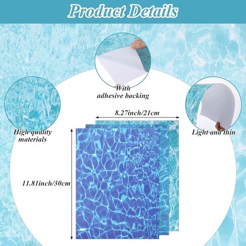 6 PCS Ripple Water Stickers, Self Adhesive Pearlescent Ripple Decorative Paper, Artificial Stream Water Effects for Miniatures, Miniature Landscape Lake Rivers Scenery Supplies for Diorama Ocean DIY in Saudi Arabia
