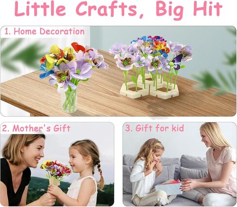 iDrone Fabric Flower Bouquets Toys, 149-in-1 DIY Arts and Crafts Kits for Kids 4-10 Year Old with Butterfly & Sticker Decor, Birthday Gifts for Age 4 5 6 7 8 9 10 Girls (Pink) in Saudi Arabia