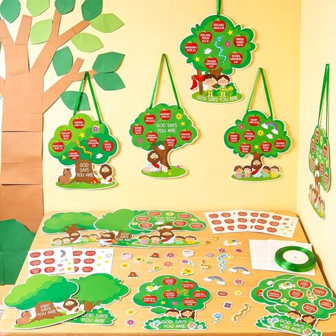CHUNNIN 24 مجموعة مجموعة أدوات مدرسة الأحد، يقول الله أنك DIY شجرة التفاح الدينية، اصنع مجموعة فنون الكتاب المقدس المسيحية الخاصة بك، ملصقات الصلاة، زخرفة الربيع والصيف VBS هدية للمنزل في الفصل الدراسي in Kuwait