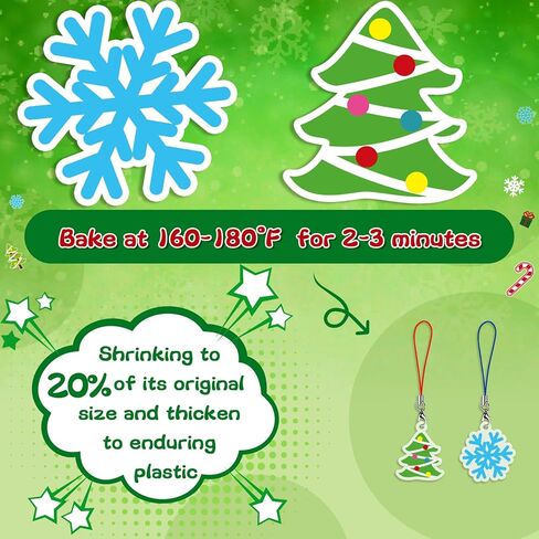 NACHLYNN Shrinky Plastic Sheets Kit 171Pcs Christmas Heat Shrink Sheets Shrinky Art Dink Keychain Kit for Kids Crafts Making Party Favors Supplies (Christmas) in Kuwait