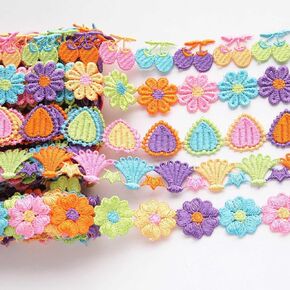 5 Rolls（10 Yards） Colors Flower Heart-Shaped Lace Trim Ribbon for Enhanced DIY, Sewing, Crafting, Home Decor, and Flower Embellishments – 2 Yards Each （5 Styles Mixed） in Saudi Arabia