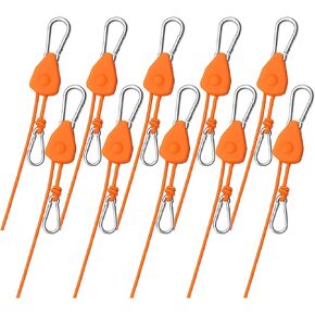 10Pack Retractable Ratchet Tie Down Straps, 13 Ft 1/8" Adjustable Rope Hanger, Heavy Duty Ratcheting Pulley System with 2 Carabiner Hook, for Xmars Decorations, Hanging Plants, Grow Lights in Saudi Arabia
