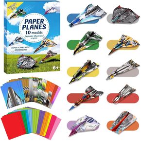 hapray 60 Sheets Paper Airplane Kit, Art and Crafts for Kids with Paper Airplane Instructions Book & Video, Stocking Stuffers for Boys Girls, Birthday Easter Kids Activities Crafts Gifts in Saudi Arabia