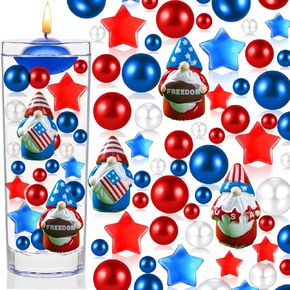 174Pieces Patriotic Vase Filler Independence Day, Red White and Blue Beads Dwarf Star Ornament Beads for Vase Candles, Centerpiece Decor, Home Table Decor (Colorful-A) in Saudi Arabia
