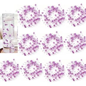 TeaSu 24pcs Shiny Pearl Strings for Floating Candle Centerpieces, Faux Pearl Garland for Weddings, Parties, Home Decoration (Purple) in Saudi Arabia