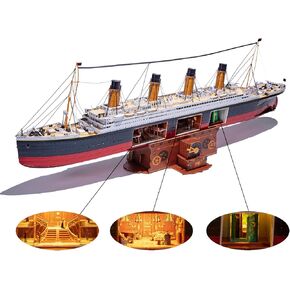 MU 3D Metal Puzzle for Adult Titanic Ship Model Building with LED Lighting, RMS Titanic Ocean Liner Metal Puzzle Model Kits Toys, Watercraft Home Desk Decor, 581pcs in Saudi Arabia