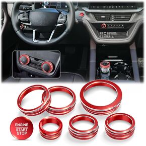 for 2025-2026 Ford Explorer Accessories, 7-Pieces Aluminum Alloy Knob Covers Trim Set (Red) - Push Start Button, Volume, Headlight, Gear Shift, Drive Mode & Rear Air Vents in Saudi Arabia