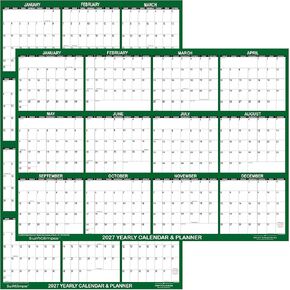 32" x 48" SwiftGlimpse 2027 Wall Calendar Erasable Large Wet & Dry Erase Laminated 12 Month Annual Yearly Wall Planner, Reversible, Horizontal/Vertical, GREEN in Kuwait