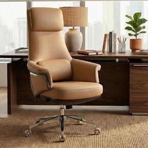EUREKA ERGONOMIC Royal Rowan Leather Desk Chair, Microfiber PU Leather Office Chair with Wheels and Headrest, High Back Office Chair, Executive Office Chair Comfy for Home & Office, Off-White in Saudi Arabia