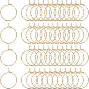200Pcs Earring Beading Rings 15mm Gold Plated Wine Glass Charm Rings Small Hoop Earring Findings Open Stainless Steel Hoop for Jewelry Making DIY Craft Party Favor in Kuwait