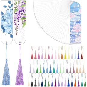 Sublimation Double Sided Bookmark Blanks - 50Pcs Metal Kit + 50 Colors Tassels, DIY Bookmarks for Book Lovers, Crafts, Reading Gifts in Saudi Arabia