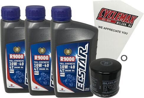 طقم تغيير الزيت الاصطناعي الكامل Cyclemax متوافق مع 2002-2021 سوزوكي GSX-R750 in Kuwait