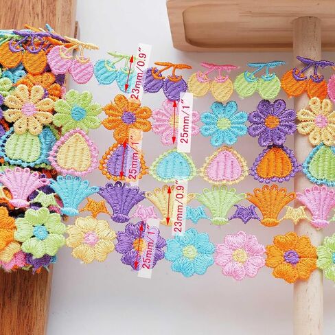 5 Rolls（10 Yards） Colors Flower Heart-Shaped Lace Trim Ribbon for Enhanced DIY, Sewing, Crafting, Home Decor, and Flower Embellishments – 2 Yards Each （5 Styles Mixed） in Saudi Arabia