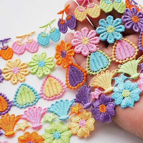 5 Rolls（10 Yards） Colors Flower Heart-Shaped Lace Trim Ribbon for Enhanced DIY, Sewing, Crafting, Home Decor, and Flower Embellishments – 2 Yards Each （5 Styles Mixed） in Saudi Arabia