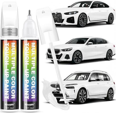 [عبوتان] متوافق مع طلاء BMW Touch Up [أبيض جبال الألب (300)] - مكافئ OEM، متوافق مع التجفيف السريع، مجموعة إصلاح الخدوش الصديقة للبيئة، متوافقة مع الخدوش العميقة in Kuwait