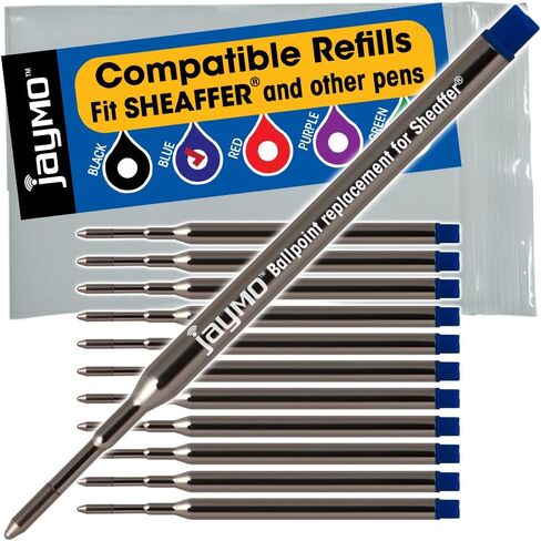 بديل Jaymo لجهاز Sheaffer K 99325 - يبلغ طوله 3.75 بوصة / 95 مم - عبوة قلم حبر جاف - 12 أزرق in Kuwait