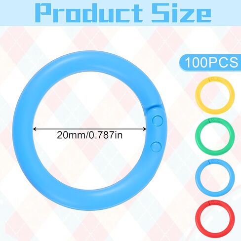 100PCS Plastic Rings for Index Cards, 20mm/0.787in PE Binder Ring, Double Buckle Index Card Rings, for Binding Cards/Photos, Indexs Cards, Key Ringv(Colorful) in Kuwait