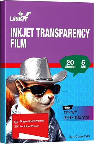 Uinkit 11x17 Transparency Film Inkjet Dye Inks 20 Sheets OHP Overhead Projector Acetate Sheets for Crafts Inkjet Printer Clear Transparent Paper in Saudi Arabia
