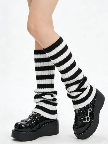 Y2K striped leg warmers - comfortable and stretchy striped slouchy leg warmer，as well as Y2K yoga and dance leg warmers in Saudi Arabia