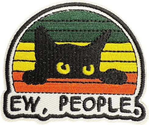 Ew People Anti Social Grumpy Cat Retro Vintage Patch, Embroidered Tactical Funny Hook and Loop Military Patch Morale Patches for Hat, Clothing, Bag, Backpack, Jackets, Molle Vest (Hook & Loop) in Saudi Arabia