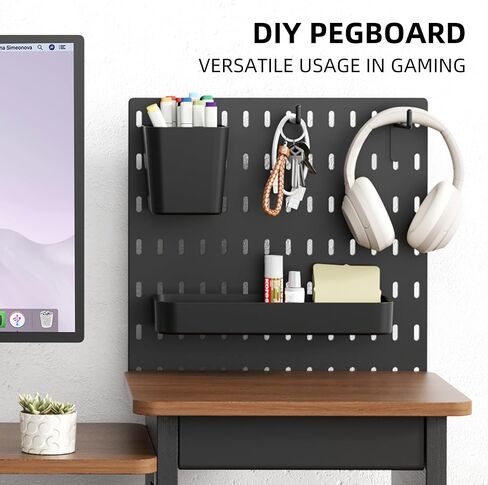 حامل شاشة AFOOYO، حامل شاشة الكمبيوتر مع لوحة Pegboard ودرج DIY لأجهزة الكمبيوتر المحمول والكمبيوتر الشخصي والكمبيوتر والطابعة ولمسة نهائية من الجوز in Kuwait