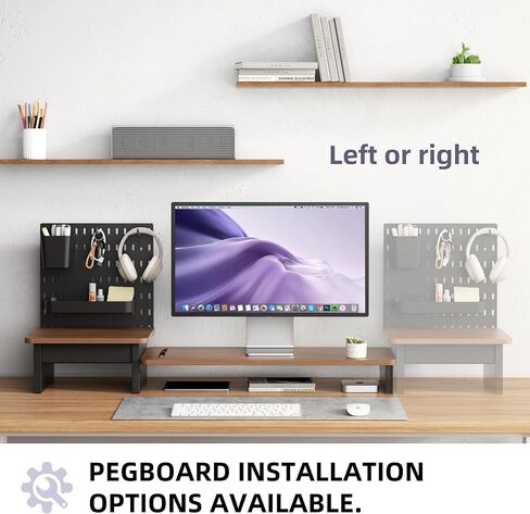 حامل شاشة AFOOYO، حامل شاشة الكمبيوتر مع لوحة Pegboard ودرج DIY لأجهزة الكمبيوتر المحمول والكمبيوتر الشخصي والكمبيوتر والطابعة ولمسة نهائية من الجوز in Kuwait