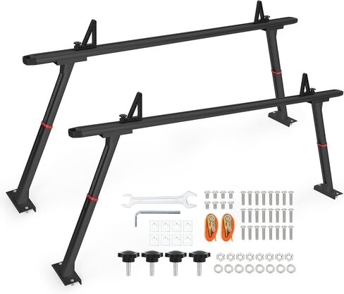 Adjustable Pickup Truck Ladder Rack, 48.4–72.8 in Extendable Steel Bed Rack, 1000 LB No-Drill Utility Cargo System for Kayaks, Ladders, Lumber & Work Gear - Black in Saudi Arabia