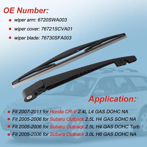 ذراع شفرة الممسحة الخلفية من AUCERAMIC مناسب لسيارة Honda CR-V 2007-2011، لسوبارو Outback 2005-2006، يستبدل 76720SWA003 76730SFA003 76721SCVA01 (12 بوصة + 14 بوصة) in Kuwait