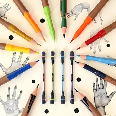 4Pcs Spin Cool Pens, Rolling Finger Spin Game Pens with Weighted Ball Anti-Slip Stationery Set with Refills Black Ink for Students Entertainment Pressure Relief Writing and Correction Supplies in Saudi Arabia