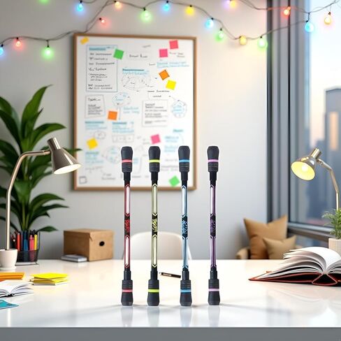 4Pcs Spin Cool Pens, Rolling Finger Spin Game Pens with Weighted Ball Anti-Slip Stationery Set with Refills Black Ink for Students Entertainment Pressure Relief Writing and Correction Supplies in Saudi Arabia